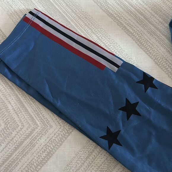 Noli Women’s Light Blue Stars & Stripes High Waisted Leggings - Size XS - Picture 2 of 6